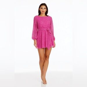 Dress The Population Pink Pearl Embellished Lace Mini Dress NWT Sizes S & M